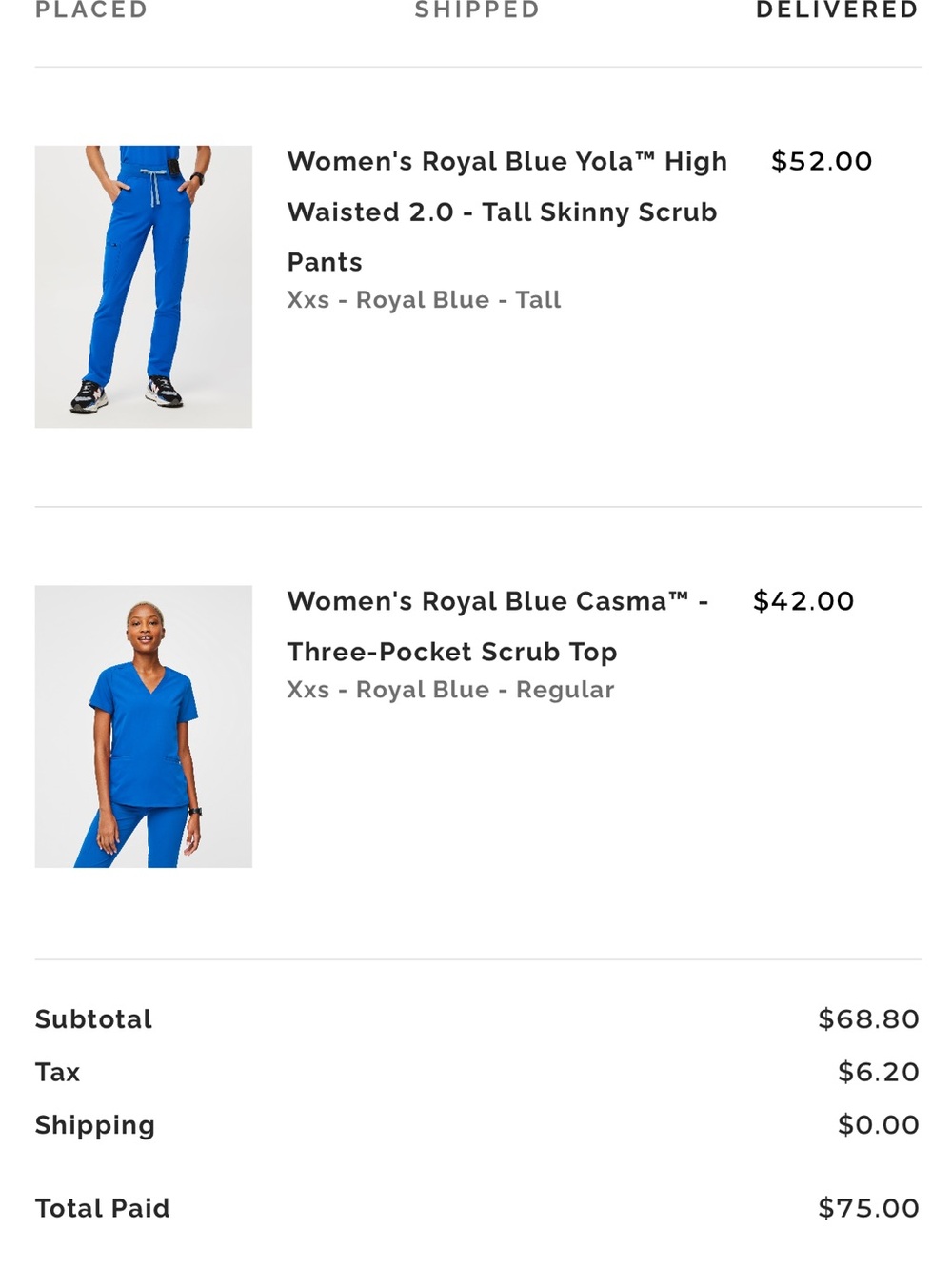 Figs Royal Blue Scrub Set